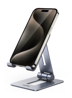 Buy Foldable Cell Phone Stand for Desk, Fully Adjustable Mobile Phone Holder Dock Aluminum iPhone Stand Compatible with, iPhone 15 14 13 12 Pro/Pro Max, Samsung Galaxy 4-7.9 inch Grey in Saudi Arabia