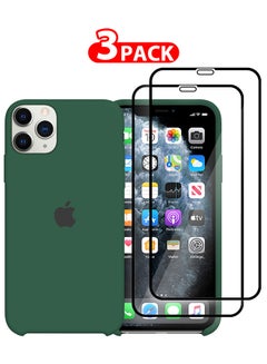 اشتري 3 Packs For iPhone 11 Pro Case And 2 Screen Protectors Slim Silicone Case Soft Anti-Scratch Full Body Shockproof Protective Case Cover Green في الامارات