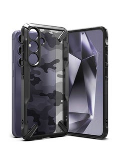 Buy Fusion-X Case Compatible With Samsung Galaxy S24 Plus 5G Case (2024), Clear Hard Back With Shockproof Protective Bumper Phone Cover Camo Black in UAE