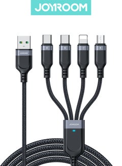 اشتري Four-In-One Fast Charging Cable Multi-Function Data Cable IPhone With Dual Type-C And Micro/Lightning Black في السعودية