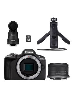 Buy EOS R50 Mirrorless Camera Content Creator Kit, Black including RF-S18-45mm F4.5-6.3 IS STM Lens (Upgraded M50 Mark II Model) in UAE
