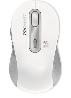 Buy Promate Wireless Mouse, Ergonomic Ambidextrous Wireless Mice with Dual Mode Connectivity, Bluetooth v5.3, 2.4Ghz Transmission, Adjustable 1600DPI, 150H Working Time, Ken White in Saudi Arabia