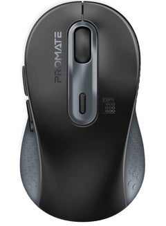 Buy Promate Wireless Mouse, Ergonomic Ambidextrous Wireless Mice with Dual Mode Connectivity, Bluetooth v5.3, 2.4Ghz Transmission, Adjustable 1600DPI, 150H Working Time, Ken Black in Saudi Arabia