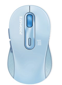 Buy Promate Wireless Mouse, Ergonomic Ambidextrous Wireless Mice with Dual Mode Connectivity, Bluetooth v5.3, 2.4Ghz Transmission, Adjustable 1600DPI, 150H Working Time, Ken Blue in Saudi Arabia