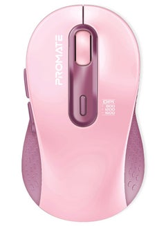 Buy Promate Wireless Mouse, Ergonomic Ambidextrous Wireless Mice with Dual Mode Connectivity, Bluetooth v5.3, 2.4Ghz Transmission, Adjustable 1600DPI, 150H Working Time, Ken Pink in Saudi Arabia