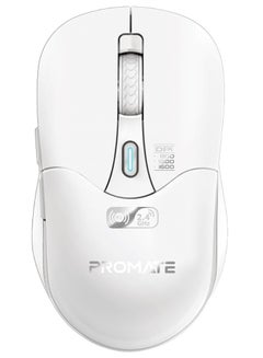 Buy 500 mAh Promate Rechargeable Wireless Mouse, Professional Contoured 500mAh Battery with Dual Nano Receiver Connectivity, 1600DPI DPI and 6 Multi-Functional Buttons, Samo White in Saudi Arabia