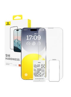 Buy OS-Baseus Diamond Series Full-Coverage HD Tempered Glass Screen Protector for iP 15, Clear (Pack of 1, with cleaning kit and EasyStick installation tool) in Egypt