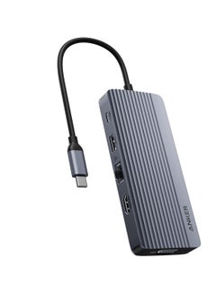 Buy USB-C Hub (10-in-1, Dual Display) Gray in Saudi Arabia