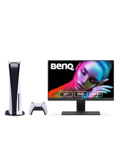 Buy Playstation 5 (Disc Version) with Controller + Benq Monitor Eye Care GW2480 / 24 Inch- Eye Care Gaming Monito,5GTG, 60Hz,FHD IPS, Speakers 1Wx2, HDMI1.3 cable in Egypt