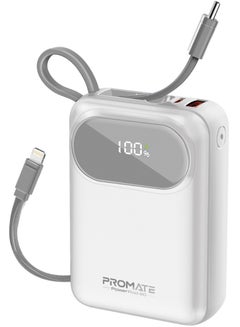 اشتري 20000 mAh Power Bank with Built-In USB-C Cable, Compact Fast Charging Power Bank, 35W USB-C Power Delivery and 22.5W USB-A Qualcomm QC 3.0 Port, PowerPod-20 White في السعودية