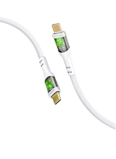 Buy USB-C Charging Cable, Stylish Transparent Shelled Type-C Cable with 60W Fast Power Delivery, 480Mbps Data Transfer and Durable 200cm Nylon Braided Cord,  TransLine-CC White in Saudi Arabia