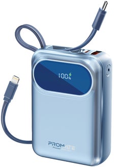 اشتري 20000 mAh Power Bank with Built-In USB-C Cable, Compact Fast Charging Power Bank, 35W USB-C Power Delivery and 22.5W USB-A Qualcomm QC 3.0 Port, PowerPod-20 Blue في السعودية