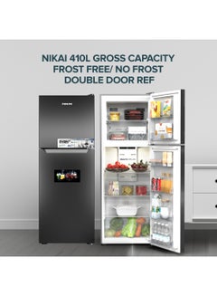 Buy 410L Gross/ 253L Net, No-Frost Double Door Refrigerator with Vegetable Crisper & Adjustable Glass Shelves, Temperature Control, Lock And Key, CFC Free, Silent Operation, Energy Saving R600A, Best For Home, Office & Hotels NRF410FSS9 Grey in UAE