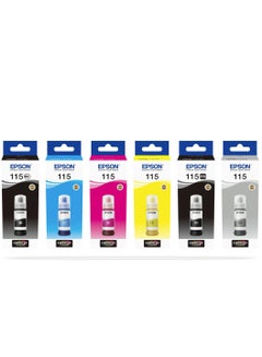 Buy 115 EcoTank 6-Colour (Full Set) Ink Bottle Black, Photo Black, Cyan, Magenta, Yellow, Grey in UAE