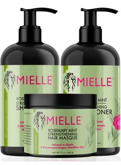 Buy Organics Rosemary Mint Strengthening Set - Shampoo, Conditioner, Hair Mask - Infused With Biotin, Cleanses And Helps Strengthen Weak And Brittle Hair 1065ml in UAE