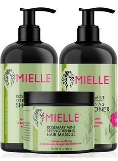 Buy Organics Rosemary Mint Strengthening Set - Shampoo, Conditioner, Hair Mask - Infused With Biotin, Cleanses And Helps Strengthen Weak And Brittle Hair 1050ml in UAE