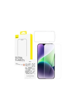 Buy OS-Baseus Diamond Series HD All-Tempered-Glass Screen Protector for iP 13 Pro Max/14 Plus, Clear (Pack of 1, with cleaning kit and EasyStick installation tool) in Egypt