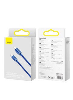 اشتري Baseus Crystal Shine Series Fast Charging Data Cable Type-C to Type-C 100W 1.2m Blue Blue في مصر