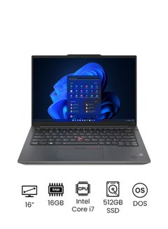 اشتري ThinkPad E16 Gen 1 Laptop With 16-inch (1920x1200) Display, Intel Core i7-13700H Processor/16GB RAM DDR4/512GB SSD/DOS(Without windows)/Intel Iris Xe Graphics/ English/Arabic Graphite Black في السعودية