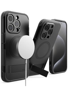 اشتري Alles Compatible With iPhone 15 Pro Max Case, Compatible With Magsafe Protective Case With Stand Heavy Duty Powerful Magnetic Cover Precise Cutouts For Camera Lenses Phone Case Cover Black في الامارات