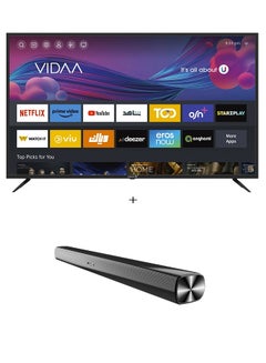 اشتري 60 Inch 4K UHD Powered By VIDA Blutooth Dolby Audio And Free Wallmount In Box With JVC Soundbar E60EPVD1100 + TH-N322B Black في الامارات