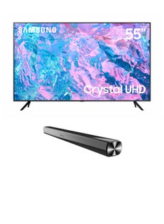اشتري 50Inch Crystal UHD 4K Smart TV 2023 UA50CU7000UXZN  JVC Soundbar 55CU7000+TH-N322B Black في الامارات