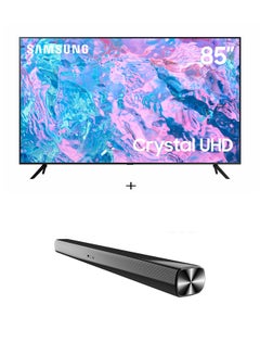 اشتري 85 Inch Crystal UHD 4K Smart TV 2023 UA85CU7000UXZN With JVC Soundbar 85CU7000+TH-N322B Black في الامارات