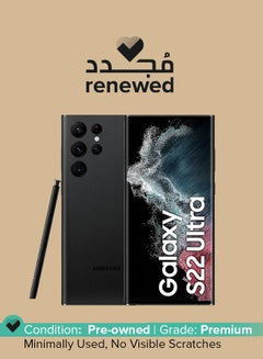 Buy Renewed - Galaxy S22 Ultra Dual SIM Phantom Black 12GB RAM 256GB 5G - International Version in UAE