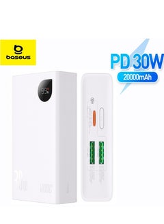 Buy 20000 mAh Power Bank, 30W iPhone Portable Charger, USB C Fast Charging Hi-Speed 1* USB-C PD And 2 USB Output Compatible With iPhone 15/14/13/12 Series, Samsung S23, iPad Pro, AirPods Etc White in UAE