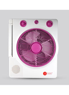 اشتري AFRA Japan Portable Compact Fan 220-240V 12 inch Rechargeable Adjustable Wide Angle Coverage LED Light USB Ports Solar Charging Jack Power Saving Overcharge Protection G-MARK ESMA ROHS 6290360694115 White/Pink في الامارات