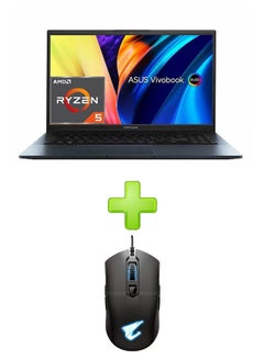 Buy D6500Qh-Oled005W Laptop With 15.6 Inch Fhd Ryzen 5 Processor 8 Gb Ram 512 Gigabyte Ssd 4 Gb Nvidia Geforce Rtx Series With Gigabyte Aorus M4 Gaming Mouse Black English/Arabic Blue in Egypt