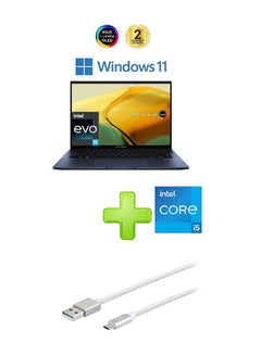 Buy Ux3402Za-Oled005W Laptop With 14 Inch Fhd Core I5 Processor 8 Gb Ram 512 Tb Ssd Intel Iris Xe Graphics With Hp Pro Micro Usb Data Sync And Charging Cable White English/Arabic Ponder Blue in Egypt