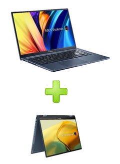 Buy Vivobook(X1503Za-Oled005W) Laptop With 15.6 Inch Fhd Core I5 12500H 8Gb Ram- 512 Ssd-Intel Iris  With Asus Zenbook 14 Flip Oled Up3404Va-Oled007W Intel Core I7-1360P - 16Gb - 512Gb Ssd Intel Iris Xe Graphics - 14- Win 11 English/Arabic Ponder Blue English/Arabic Quiet Blue in Egypt