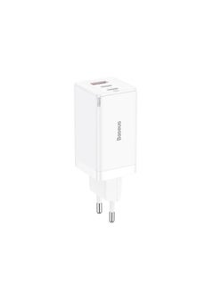 اشتري Baseus GaN5 Pro Fast Charger 2C+U 65W EU  (Include：Baseus Xiaobai series fast charging Cable Type-C  to Type-C 100W(20V/5A) 1m ） White في مصر