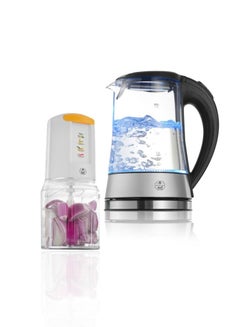 Buy Water Kettle With Electric Onion Slicer 1.7 L 2200 W 9056223 White/Black in Saudi Arabia