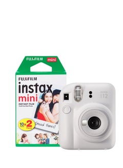 اشتري Fujifilm Instax Mini 12 Instant Camera with 20 Shot Film Pack - Clay White في مصر
