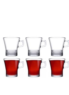 Buy Pasabahce Tea Mug Set Kuvars -6 Cups- 250 ml -Clear Color-Turkey Origin… clear in Egypt