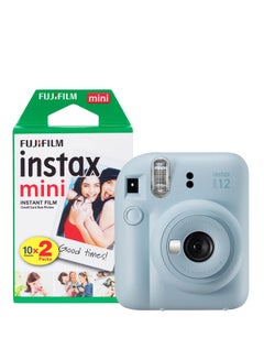 Buy Fujifilm Instax Mini 12 Instant Camera with 20 Shot Film Pack - Pastel Blue in Egypt