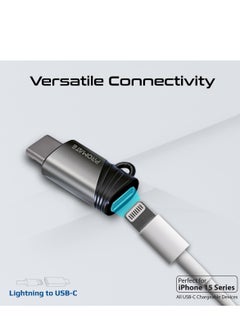 اشتري Lightning To USB-C Adapter With Premium Ultra-Fast 27W Power Delivery, Efficient Design, 480Mbps Data Sync, And Durable Aluminum And Zinc Alloy Construction For iPhone 15, iPad, AirPods, Link-Ci Black في الامارات