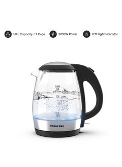 Buy Compact, Cordless Electric Glass Kettle Boiler, Automatic Shut Off, Boil Dry Protection, Led Indicator, Integrated Filter, 360° Rotating Base, For Home And Office Use 1.7 L 2200 W NK313G Glass in UAE