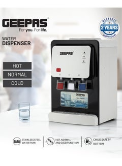 Buy Desktop Water Dispenser With Three Taps , Normal, Hot and Cold Function, Stainless Steel Tank, Child Safety Button GWD17022 White, Black in Saudi Arabia