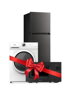 Buy Home Bundle Refrigerator 7Kg Front Load Washing Machine Solo Microwave Oven With 1 Year Warranty 390 L MDRT390MTE28 + MF100W70W-GCC + MMC21BK Dark Silver in UAE