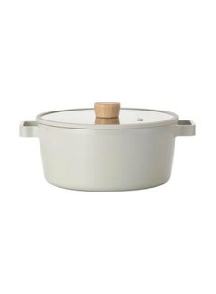 اشتري Fika Cast Stock Pot Casserole With Glass Lid 9.5" Off White 24cm في الامارات