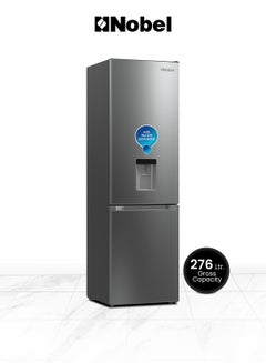 Buy Bottom Mounted Refrigerator, 276L Gross / 248L Net Capacity, Inverter, Water Dispenser, NoFrost, Energy Saving, Temperature Control, Recessed Handle 276 L NBF400 Silver in UAE