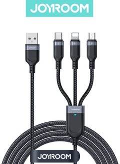 Buy 3-In-1 Fast Type-C With Micro And Lightning Multi-Function Braided USB Data Cable 1.2M Black in Saudi Arabia