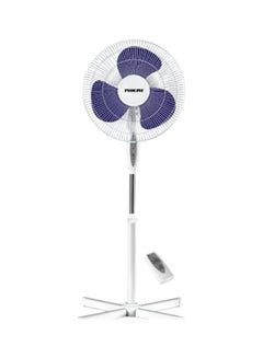 Buy 16 Inch Pedestal Fan With Remote, 3 Blades With Cross Base Stand, Adjustable Height Best for Home & Office 45 W NPF2626R White in UAE