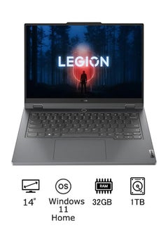 اشتري Legion Slim 5 14APH8, Gaming Laptop With 14.5-Inch Display, AMD Ryzen 7-7840HS Processor/32GB RAM/1TB SSD/8GB NVIDIA GeForce RTX 4060 Graphics Card/Windows 11 English/Arabic Storm Grey في الامارات