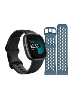 Buy Versa 4 Sports Pack, Health And Fitness Smartwatch With Blue Sport Band Black / Graphite in UAE