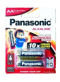 اشتري 2 Pcs Long-Lasting Advanced Power AA2 Alkaline Battery 1.5 V Red في السعودية