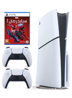 Buy PlayStation 5 Disc Console (Slim) With Extra White Controller And Spiderman 2 in Saudi Arabia